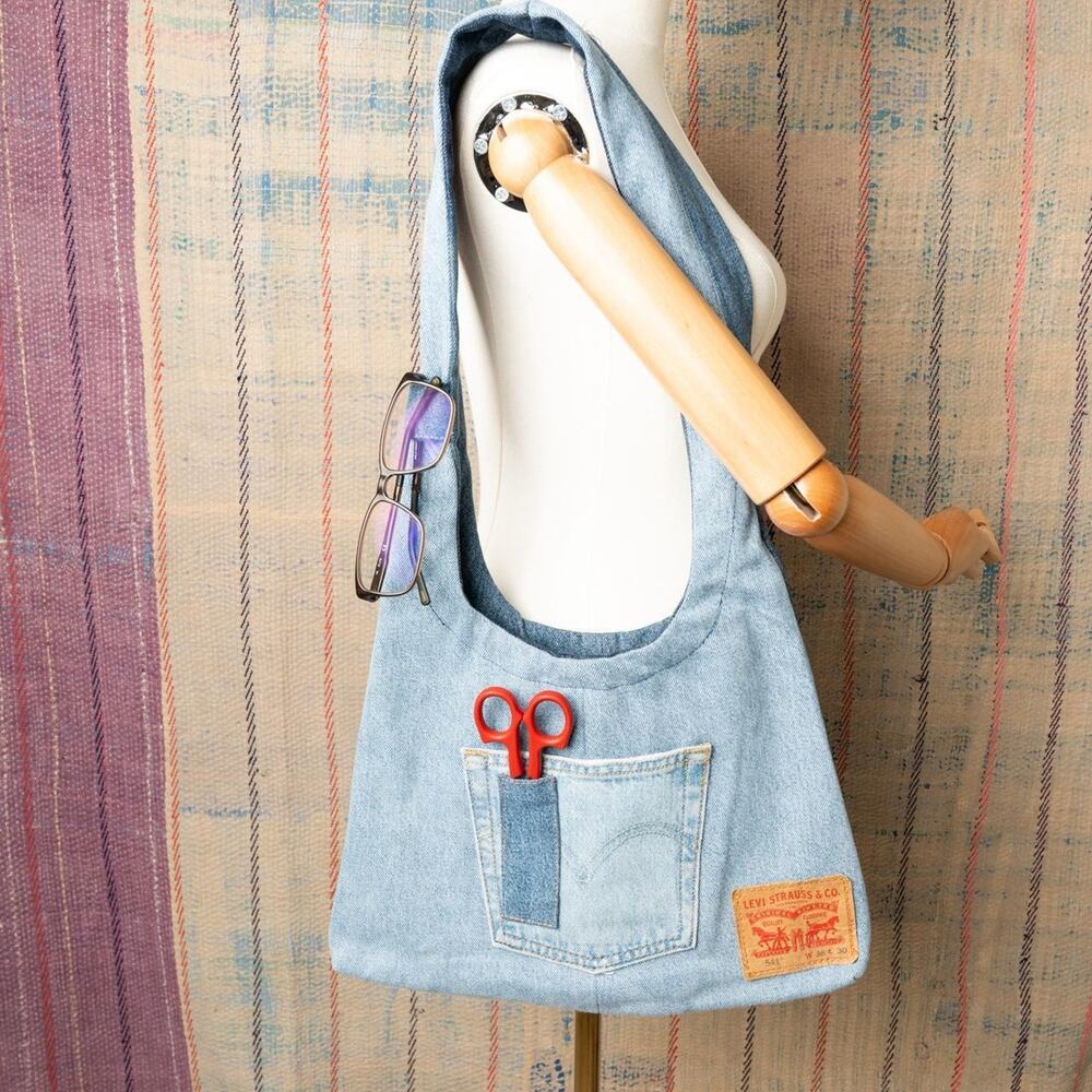 Custom upcycled shoulder bag